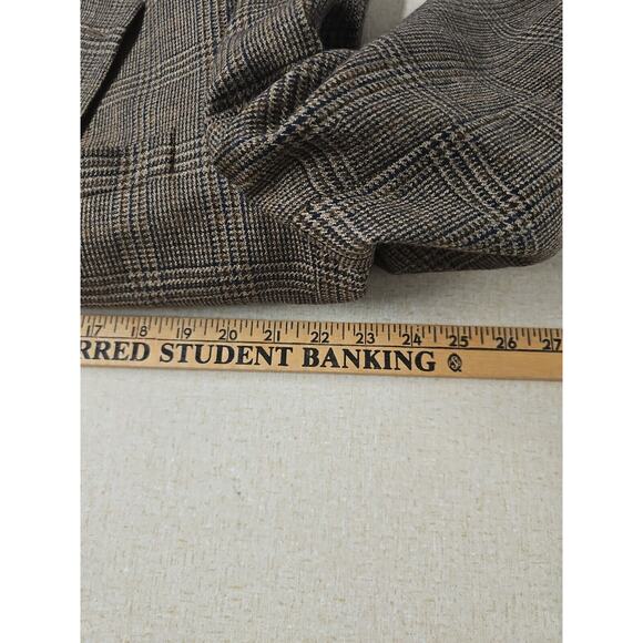 VTG Glen Check Plaid Lambswool Blazer Mens 42L Academia Elbow Patch Professor - Picture 10 of 11